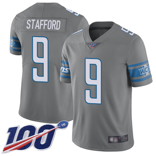 Detroit Lions Limited Steel Men Matthew Stafford Jersey NFL Football #9 100th Season Rush Vapor Untouchable->youth nfl jersey->Youth Jersey